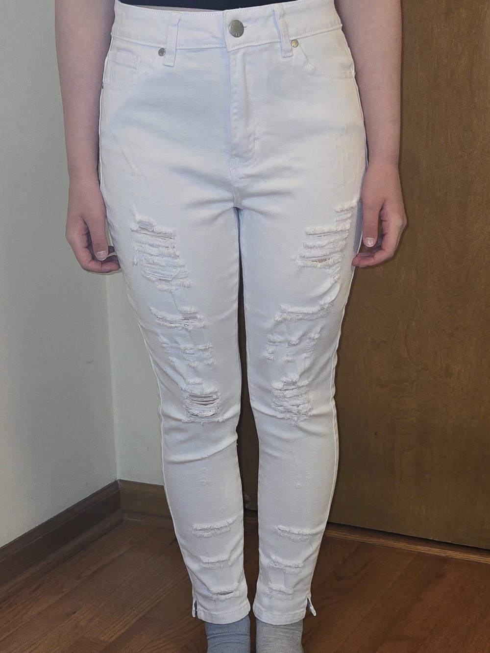 V.I.P. White Distressed High-Rise Women’s Jeans